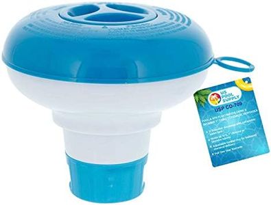 U.S. Pool Supply Pool & Spa Floating Chlorine & Bromine 1" Tablet Chemical Dispenser, 5" Diameter, Collapsible Floater