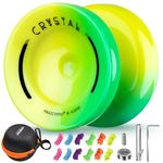 MAGICYOYO K2 Responsive Yoyo for Kids, Professional Yoyo for Beginner, Dual Purpose Yo-yo Replacement Unresponsive Bearing for Adults/Advanced+12 Yo yo Strings+Bearing Remover (Yellow Green Gradient)