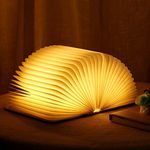 Molbory Wooden Book Light,Novelty Folding Book Lamp, Folding Night Light,USB Rechargeable Wooden Table Lamp,Magnetic Design- Creative Gift Home Office Decor for Family Girlfriend