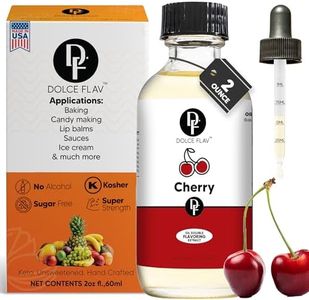 Dolce Flav Cherry Extract - 2 Ounce Oil-Soluble Multipurpose Flavoring Ideal for Hard Candy Making, Baking, Gummy, Lip Balm, and Ice Cream - Cherry Essence Perfect for Weight Management