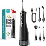COSLUS Water Flosser, Water Dental Flosser for Teeth, 2025 Upgrded 10 Levels Smooth Control Portable Rechargeable Waterproof Oral Irrigator, 300ML & 5Jet Tips Electric Flossing Dental Pick for Travel