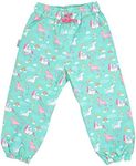 Jan & Jul Toddler Rain or Waterproof Pants Girls, Puddle-Dry Pants for Kids (Single-Layer: Unicorn, 3T)