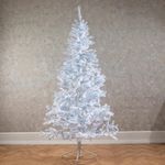 ASAB Christmas Tree Premium Artificial Hinged Realistic Natural Branches Xmas Tree with Metal Stand PVC Easy Assembly Home Office Indoor and Outdoor 4ft 5ft 6ft 7ft Green White (White 7FT)