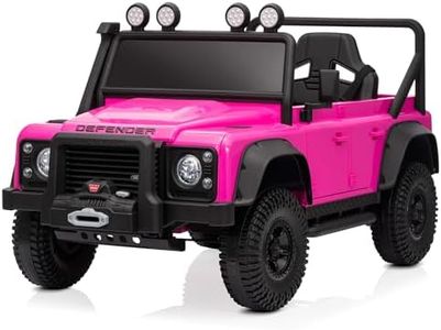 Kidzone 12V Licensed Land Rover Defender 110 SVX Ride On Car for Kids, Electric SUV Toy w/Remote Control, LED Lights, Bluetooth, USB/AUX Music, Multiple Speeds - Pink