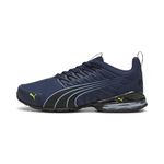 PUMA Mens Voltaic Evo Running Sneakers Shoes - Blue, Club Navy-puma Black-Electric Lime, 7