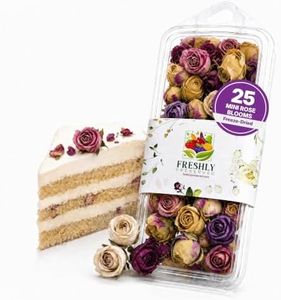 Freeze-Dried Mini Roses 0.2 oz | About 25 Edible Rose Flowers | Dried Edible Petals for Cake Decoration, Cupcakes, Desserts, Baking, Food Garnish, Culinary Use, Party, and Special Occasions