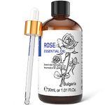 HIQILI Rose Essential Oil for Diffuser, Skin, Hair, Perfume, Candle Making 30ml (1 fl oz)