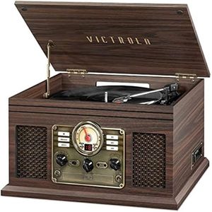 Victrola VTA-200B-ESP Classic 6 in 1 Espresso Wood Music Center with Bluetooth