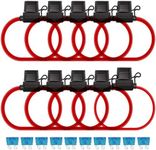 Inline Fuse Holders and Fuses Kit - Muhize 16 Gauge Automotive ATC/ATO Standard Fuse Holder with 15 AMP Standard Blade Fuse (10 Pack)