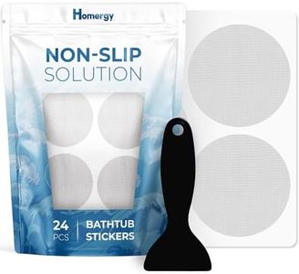 Homergy Anti Slip Shower Stickers 24 PCS, Invisible Non-Slip Shower Circle for Adults, Premium Adhesive Bath Tub Stickers (Clear)