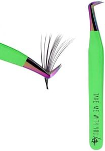 LashBomb - Lash Anarchist Precision Eyelash Extension Tweezers - Neon Lime Green Metal Precision Tweezer for Eyelash Extensions - Hand Tested for Efficient Fanning Methods - Lash Tech Essential