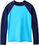 BAOHULU Girls & Boys Long Sleeve Rashguard Swimsuit One Piece UPF 50+ Bathing Suit Kids Beach Surf Swim Shirt, T Navyblue, 8-9 Years