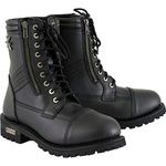 Xelement 1506 Men's 'Impact' Black Leather Lace-Up Motorcycle Biker Boots, Black, 15