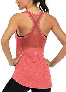 ICTIVE Workout Tank Tops for Women Sleeveless Yoga Tops for Women Mesh Racerback Tank Tops Muscle Tank Workout Tops for Women Backless Running Tank Tops Activewear Gym Tops Coral S