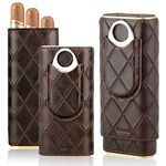 FANKAI Cigar Case with Cigar Cutter-PU Leather Cigar Humidor-Travel Cigar Accessories with Cedar Wood Lining-Cigar Box for 2-4 Cigars