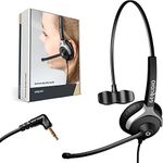 GEQUDIO Headset with 2.5 mm Jack Compatible with Gigaset, Panasonic DECT Cordless Telephone, Headphones and Microphone with Replacement Padding, Especially Light 60 g (1-Ear)