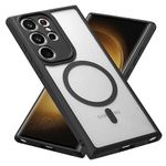 RALEAVO Magnetic Case for Samsung Galaxy S22 Ultra 5G, Compatible with MagSafe Shockproof Phone Case with Frosted Hard PC Back Translucent Slim Cover Case for Galaxy S22 Ultra-Black (Magnetic)
