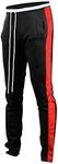 SCREENSHOTBRAND-S41700 Mens Hip Hop Premium Slim Fit Track Pants - Athletic Jogger Bottom with Side Taping-BK/RD-Small