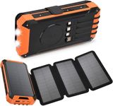 YUVORA Power Bank with Solar Panel 15000mAh Lithium Polymer 18W Fast Power Delivery Charging | Input- Type C | Micro USB| Triple Output | Orange