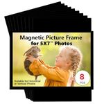 CHUNNIAO Black Magnetic Picture Frame 5X7 for Refrigerator-8 Pack,Black Photo Magnets Sleeves with Matte Film Cover,Less Reflection