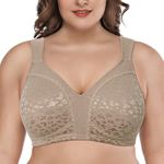 Deyllo Women’s Full Coverage Comfort Wire Free Minimizer Support Bra Non Padded Plus Size(Toffee,40DDD)