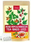 TeeLux Hibiscus Rosehip Tea Bags 60 Count, Blend Hibiscus Flowers and Rosehips, Sour-Sweet Flavor, Caffeine Free, Biodegradable Tea Bags