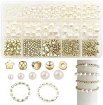 Movstriker 720 Pcs Pearl Beads for Bracelets Making Round Pearls Beads for Jewellery Making Pentagram Spacer Bead Accessories Craft Kit for DIY Bracelet Jewelry Making
