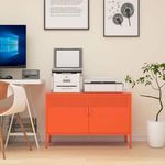 COFaR Metal Accent Storage Locker Cache 2 Door Storage Cabinet with Legs Adjustable Shelves, TV Stand for Living Room Entryway(Orange, 25")