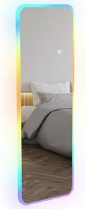 HOMCOM Espejo de Cuerpo Entero con Luces LED 120x40 cm Espejo Rectangular de Pared Ajustable con Iluminación de 7 Colores RGB y Función de Memoria para Dormitorio Vestidor
