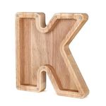 Chris.W Wooden Piggy Bank, A-Z Letters Coin Bank Money Bank, Alphabet Money Bank Initials Bank, Creative Money Jar Gifts, Christmas Birthday Gift, Bedroom Living Room Home Decoration Ornaments (K)