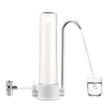 Countertop Water Filter System 8000 Gallons Food Grade ABS Plastic Faucet Water Filter with Washable Ceramic Filter Element Reduces 99% Chlorine, Heavy Metals, Sediment, Bad Taste (1 Filter Included)