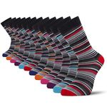 Cob Stallion- 12-Pack Multi-Stripe Men's Socks, Multicoloured, Multipack 6-11 UK (12 Pairs Multistripe)