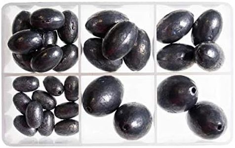 Rite Angler Oval Shaped Egg Sinker Kit 30pc. for Saltwater Fishing Various Weights for Trolling