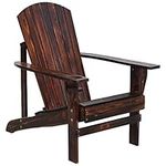 Outsunny Classic Adirondack Chair Muskoka Chair, Garden Deck Chair with Cup Holder for Patio, Indoor, Backyard, Brown