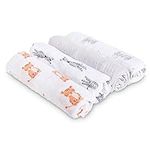 aden + anais Essentials Muslin Swaddle Blankets for Baby Girls and Boys, Newborn Receiving Blanket for Swaddling, 100% Cotton Baby Swaddle Wrap, 4 Pack, Safari Babes