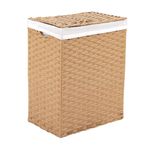 Seville Classics Household Storage for Clothes, Linens, Sheets, Canvas, Tan, Rectangular Hamper