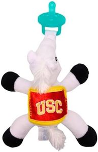 Gamezies Baby Boy and Girl Silicone Pacifier with College Mascot Stuffed Toy Plush, Collegiately Licensed, Traveler, University of Southern California