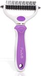 POODLIE Pet Grooming Dematter and Shedding Comb Tool, Twin-Blade Undercoat Rake for Cats and Dogs with Medium and Long Hair, Gentle on Pets with Sensitive Skin, Comfortable to Use Ergonomic Handles