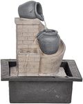 Dehner Tatil Indoor Fountain with LED Lighting Approx. 26 x 21 x 18.3 cm Polyresin Grey/Beige