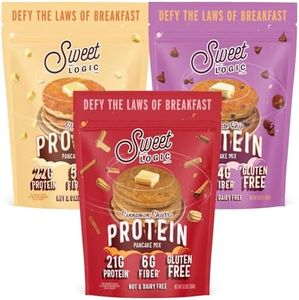 Sweet Logic Protein Pancake & Waffle Mix, 20g+ Protein, 5g Fiber, Gluten Free, Dairy Free with Collagen, Low Sugar, Nut Free, Variety Pack, 18 Servings