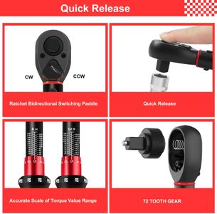 ATsafepro Torque Wrench Set – 1/4, 3/8, 1/2 Inch Drive, Dual Direction, 3 Socket Adapters