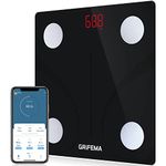 GRIFEMA GA2001 Weighing Scales for Body Weight and Fat, Digital Bathroom Scales, Weight Scales, High Precision Measuring for BMI, Muscle, Body Age etc, Sync App, Black - Pack of 1