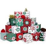 Kesoto DIY Christmas Advent Calendar 2021, 24 Cardboard Treasure Boxes with 1-24 Number Stickers Christmas Countdown Calendar for Xmas Holiday Decor