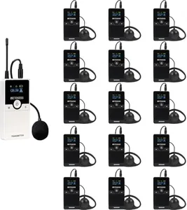 Retekess TT116 Wireless Tour Guide System, Plant Tour Headsets, Noise Reduction, Lightweight, Listening Device for Manufacturing(1 Transmitter 15 Receivers)