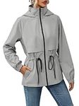 SotRong Ladies Rain Coats with Hoods Fully Waterproof and Breathable Fishing Hiking Walking Traveling Climbing Jackets Grey M