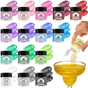 16 Colors Edible Glitter for Drinks - Shimmer Edible Cake Decorations, Food Grade Luster Dust Edible for Cakes, Icing, Party, Vegan, Gluten Free