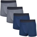 Tommy John Men’s Trunk 4” Underwear, Cotton Basics Boxers with Contour Pouch, Soft Naturally Breathable Stretch Fabric Mens Underwear for Daily Wear, 4 Pack, Turbulence, Medium