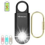 Rechargeable 130dB Personal Safety Alarm Strobe Light Loud Sound Keychain Siren SOS for Women, College Student, Night Runner, Hiking. Bear Alarm Deterrent. Emergency Self Defense Carabiner Alert Black