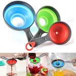 Canned Funnel Used In The Kitchen - Food-Grade Silicone Foldable Kitchen Funnel 3-Piece Set, Large Wide Mouth Funnel, Suitable For Mason Jars, Jams And Spices, Small Funnels For Filling Bottles