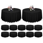 12 Pack Black Round Tablecloth 120 Inch Circle Polyester Table Cloth, Washable Fabric Stain and Wrinkle Resistant Table Cover Round Table Clothes for Wedding Parties Banquet Reception Dining